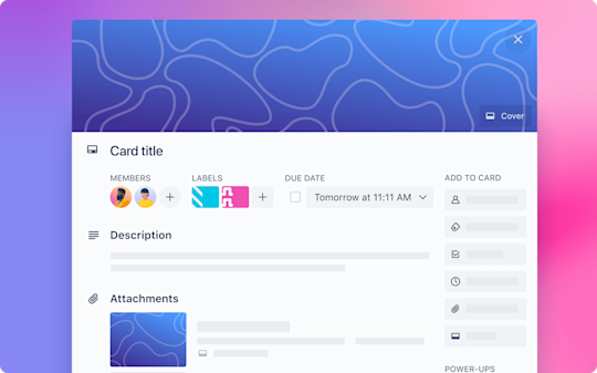 A view of the cardback in Trello