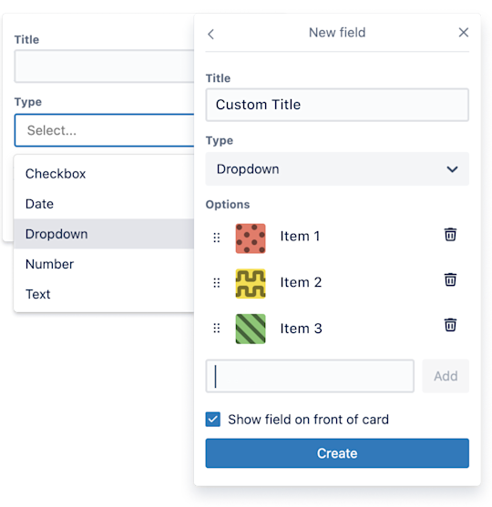 An image showing how to create Custom Fields for a Trello board